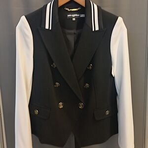 Karl Lagerfeld Black and White Women's Double Breasted Blazer